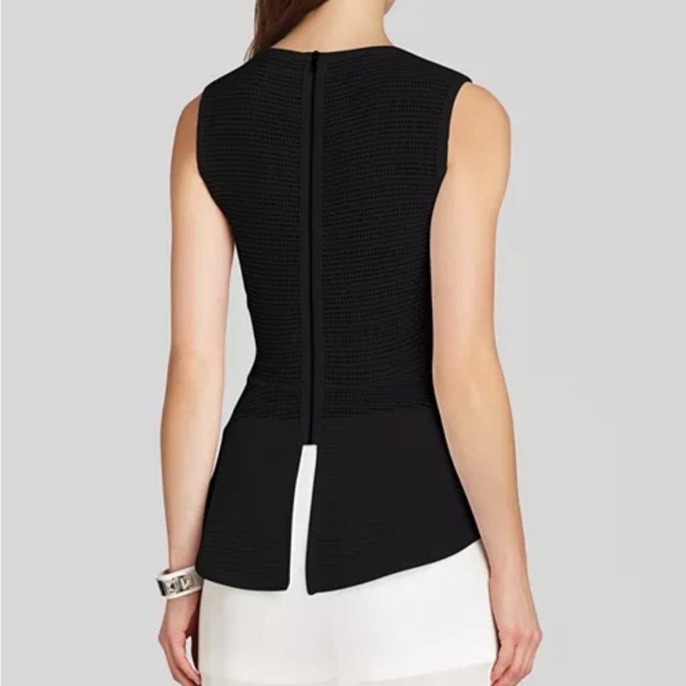 BCBGMaxAzria Black Evia Peplum Textured Sleeveless Blouse - Picture 9 of 9